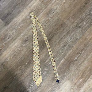 Unbranded Yellow Tan Tie Red Floral Pattern